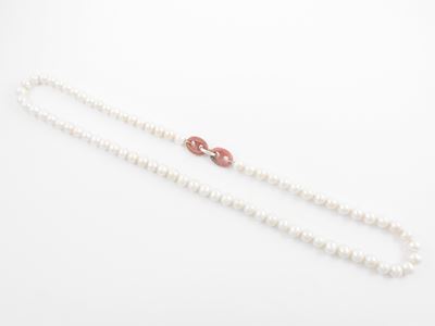 Collana di Perle Bianche Barocche Coltivate con Fermezza in Argento e Rodonite