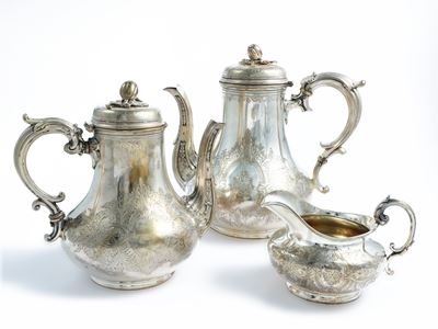 Servizio da Tè e Caffè in Metallo Argentato, Elkington & Co.