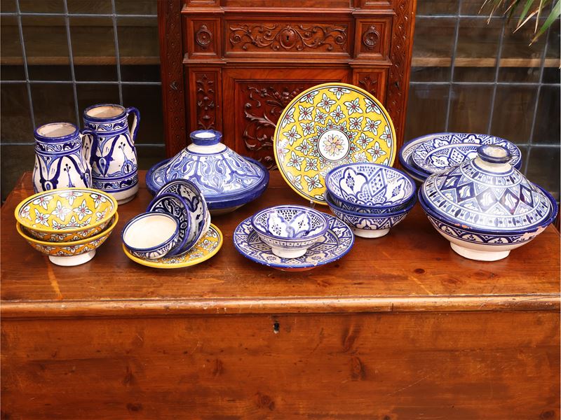 Assortimento di Accessori in Terracotta Smaltata per Tajine