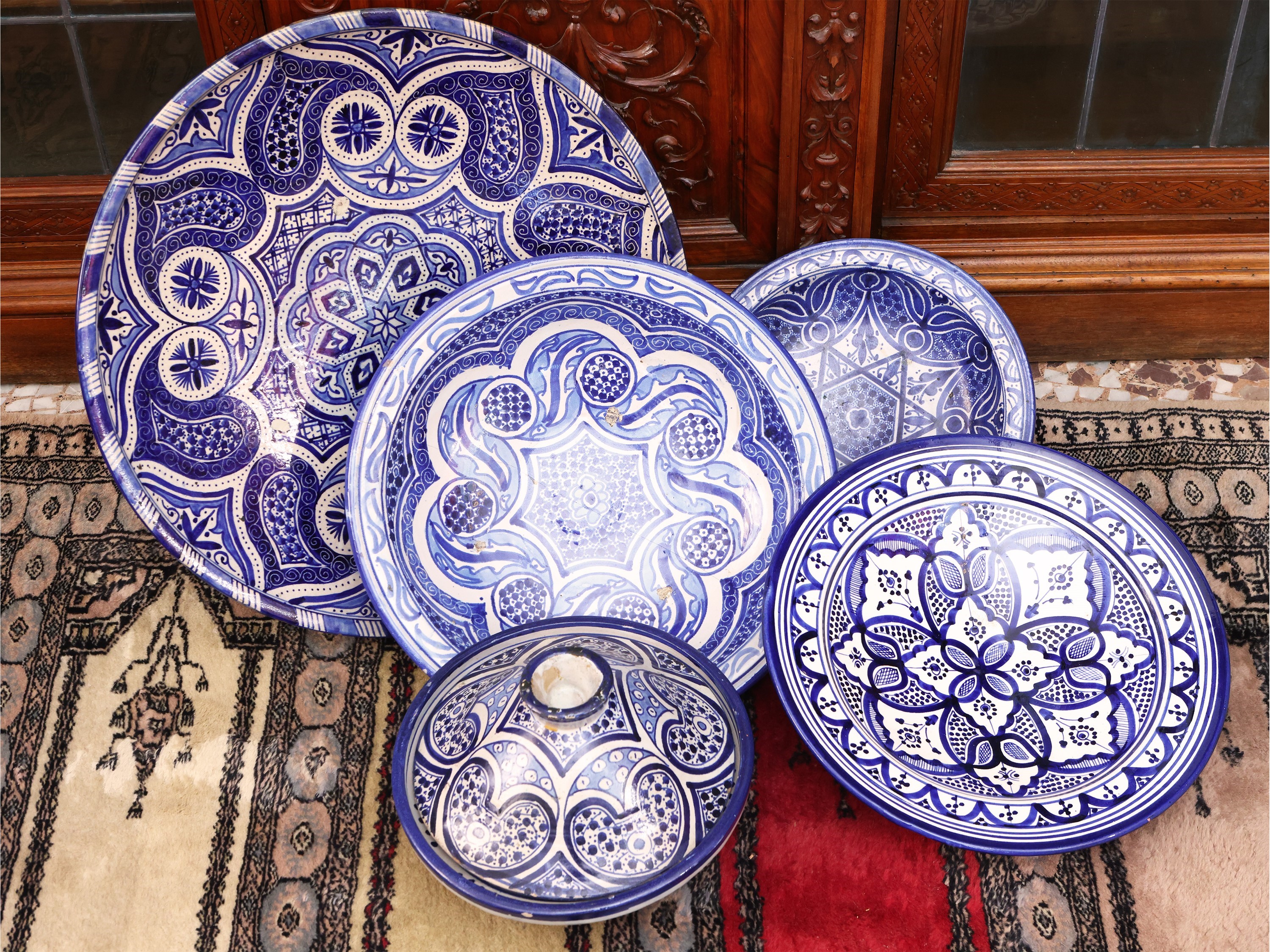 Assortimento di Accessori in Terracotta Smaltata per Tajine