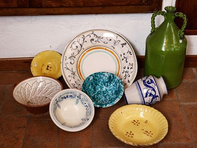 Lotto di Accessori da Cucina in Terracotta Smaltata
