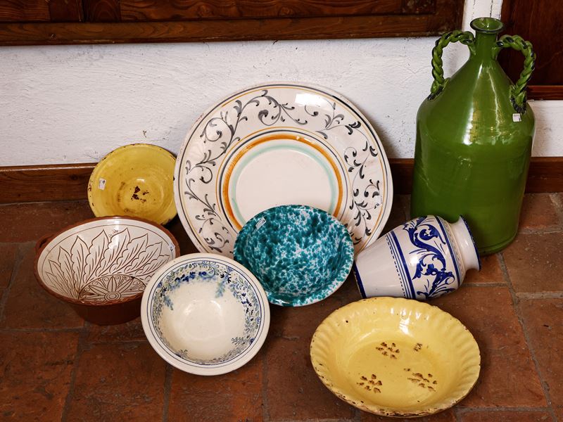 Lotto di Accessori da Cucina in Terracotta Smaltata