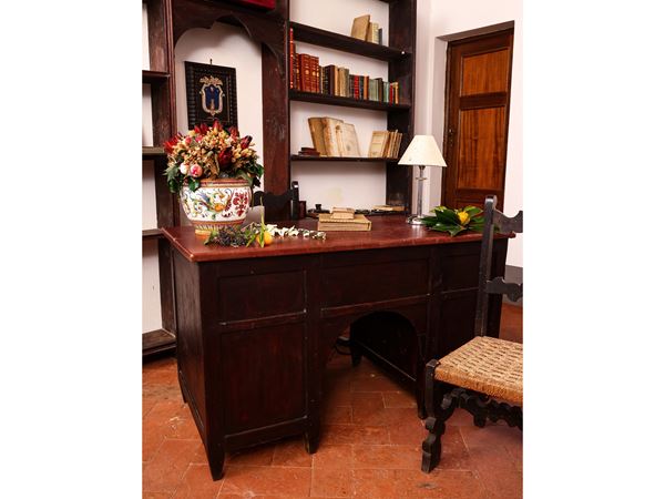 Scrivania rustica a banco in legno tenero