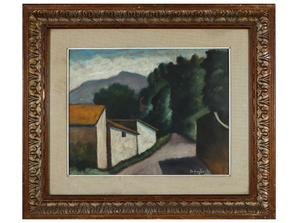 Giuseppe Gagliardi : Houses in the woods  (20th century)  - Auction The art of furnishing - Maison Bibelot - Casa d'Aste Firenze - Milano