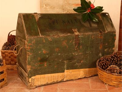 Grande Cassa da Viaggio in Legno Laccato Verde