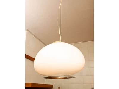 Lampada a Sospensione Bianco e Nero, Produzione Flos, Anni Settanta