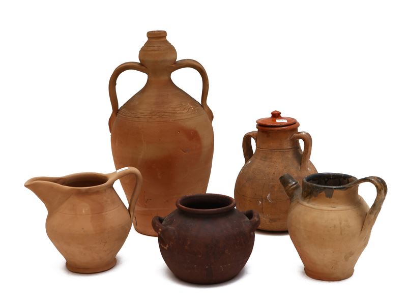 Lotto di Accessori Rustici da Cucina in Terracotta
