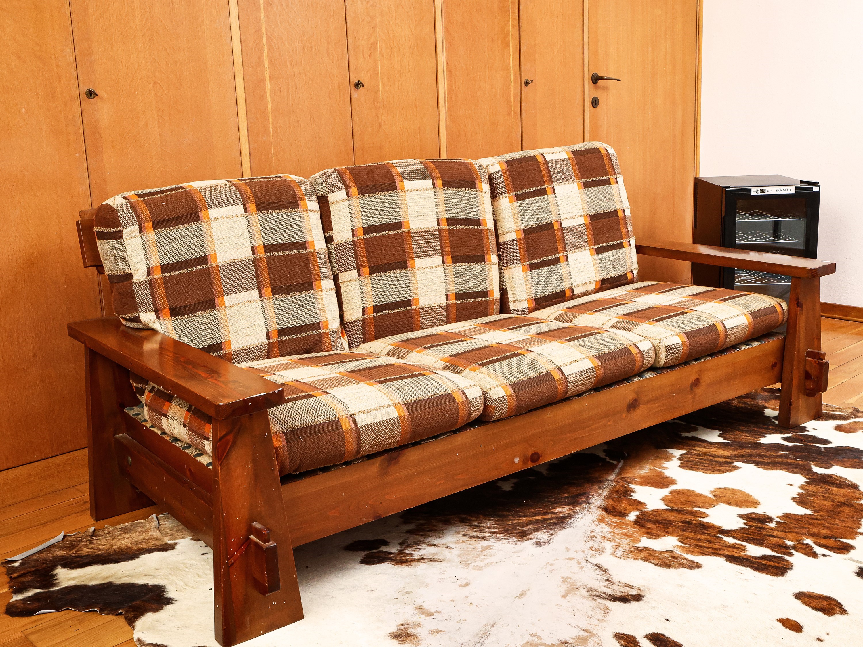 Divanetto a Tre Posti in Stile Scandinavo in Legno Tenero