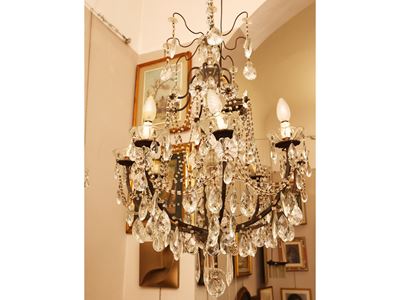 Lampadario in Metallo e Cristallo