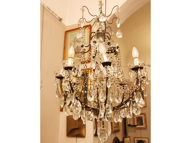 Lampadario in Metallo e Cristallo