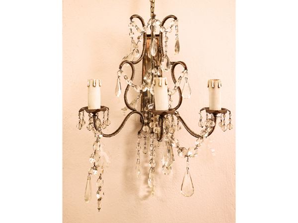 Pair of metal and glass wall lights