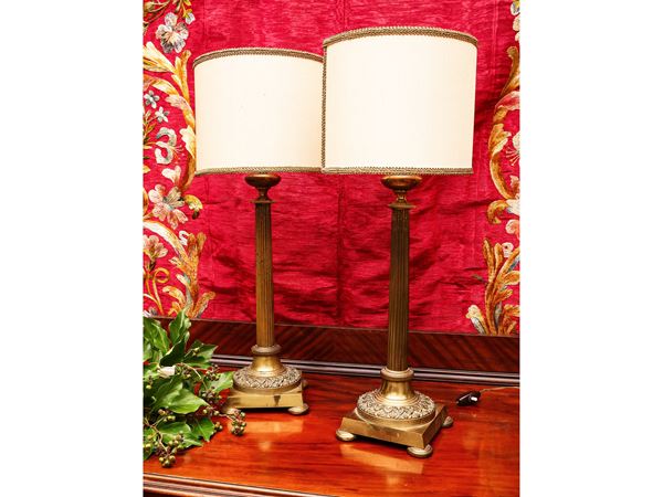 Pair of brass table lights