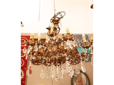 Lampadario in Metallo Dorato
