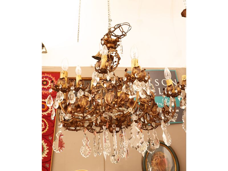 Lampadario in Metallo Dorato