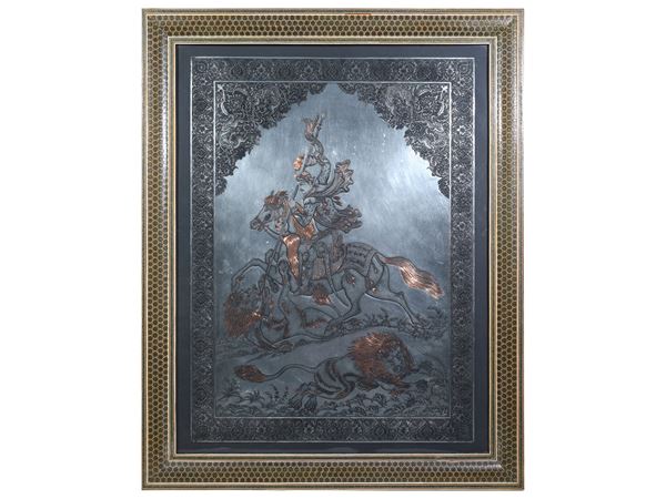 Oriental plate in silver metal  (20th century)  - Auction The art of furnishing - Maison Bibelot - Casa d'Aste Firenze - Milano