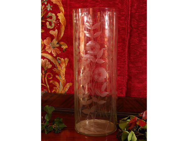 Grande vaso a cilindro in cristallo  - Asta L'Arte di Arredare - Maison Bibelot - Casa d'Aste Firenze - Milano