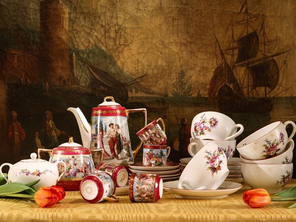 Porcelain coffee service, Ginori, early 20th century