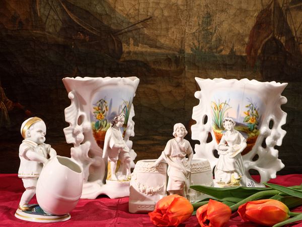 Pair of porcelain trumpet vases