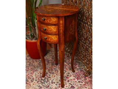 Comodino a Tamburo in Satinwood
