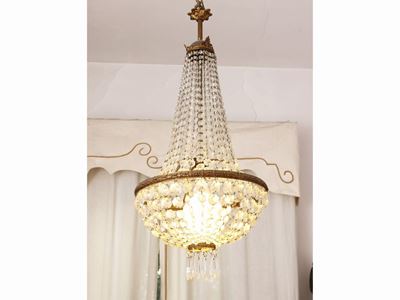 Piccolo Lampadario a Paniere in Cristallo