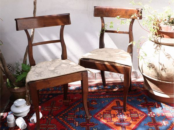 Set of three walnut chairs