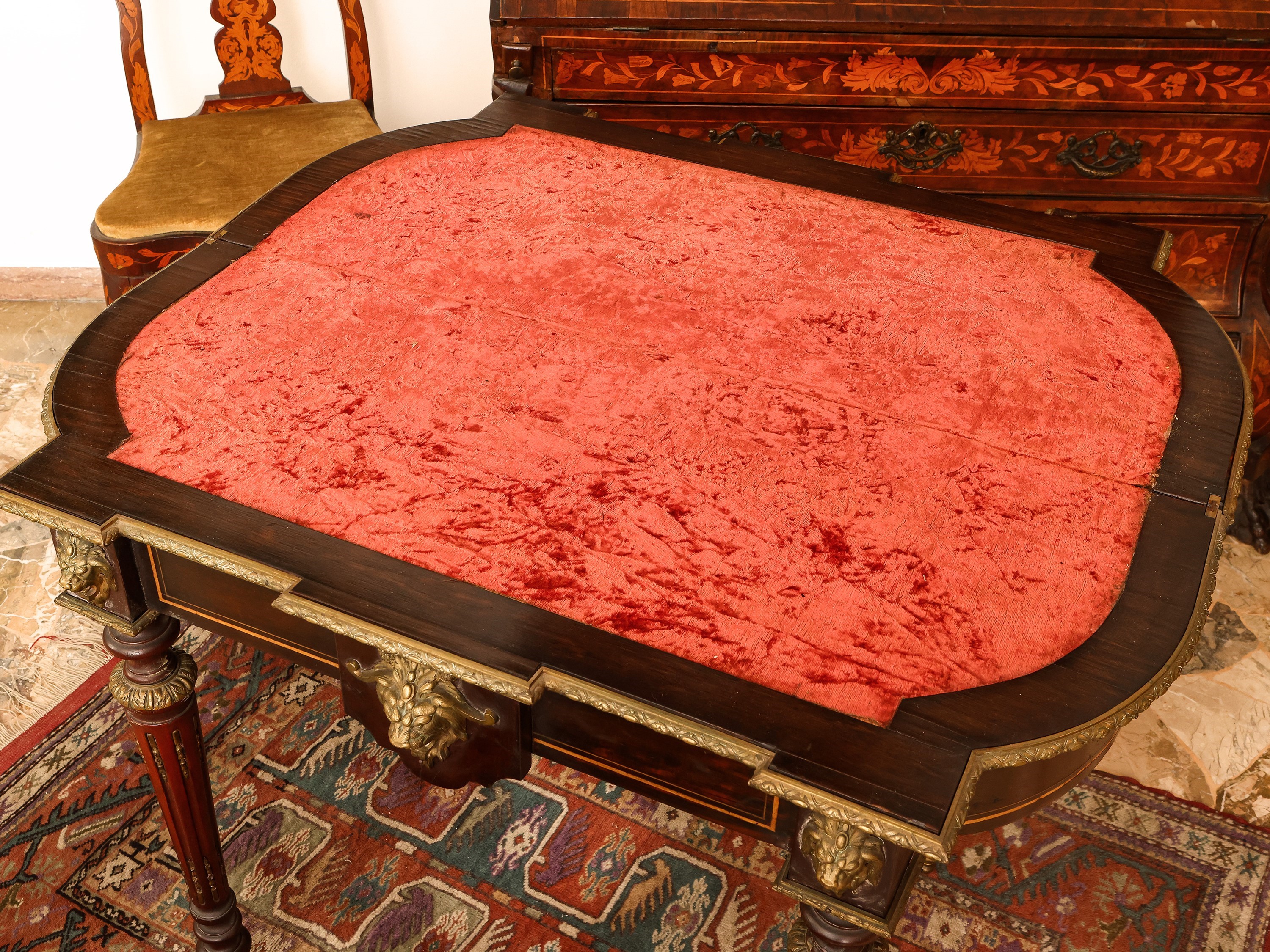Tavolino da Gioco in Legno Ebanizzato