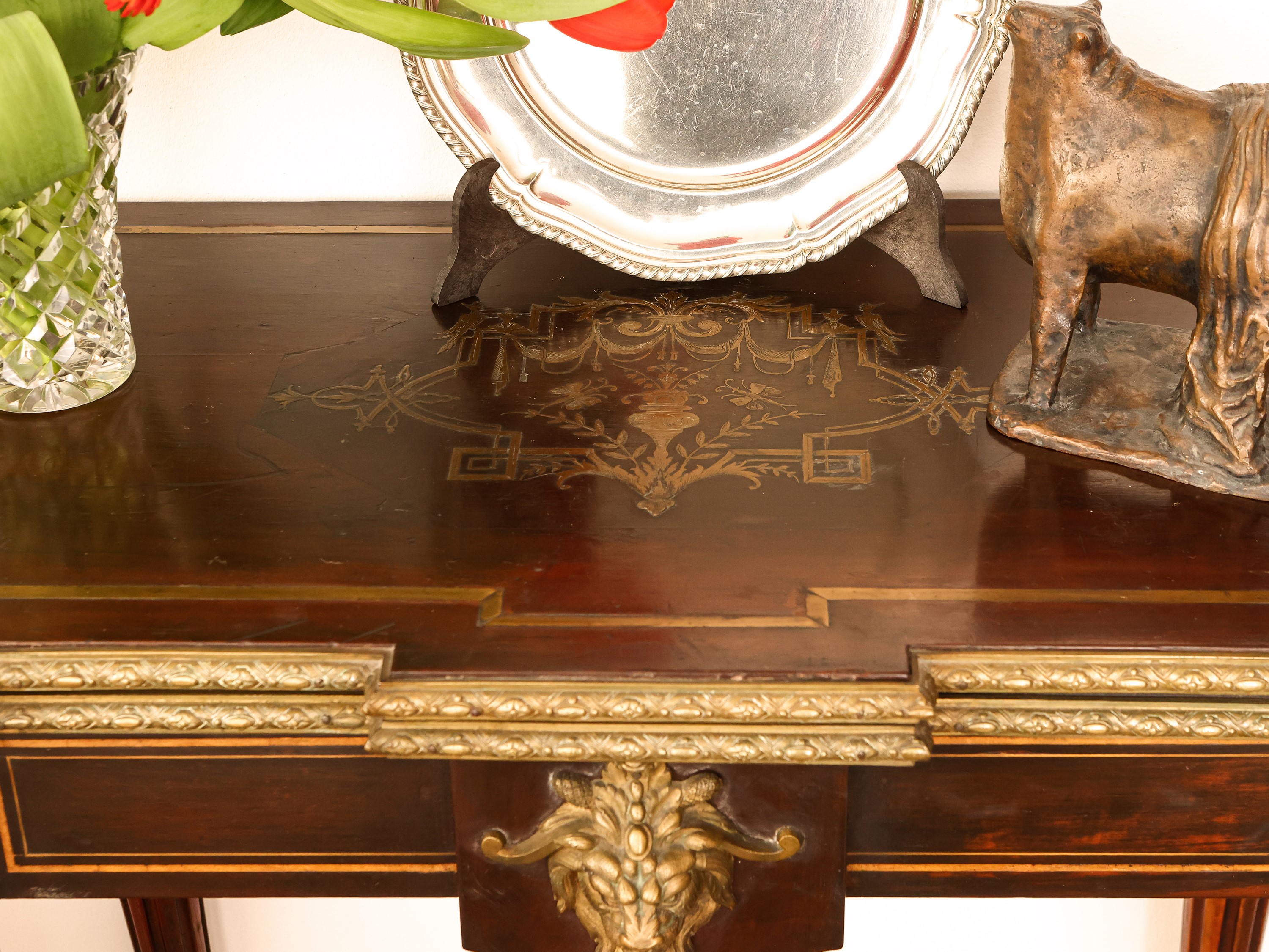 Tavolino da Gioco in Legno Ebanizzato