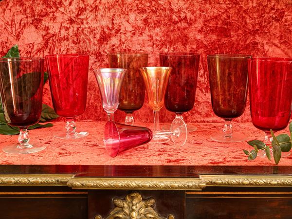 Assortment of Arlecchino glasses in blown glass