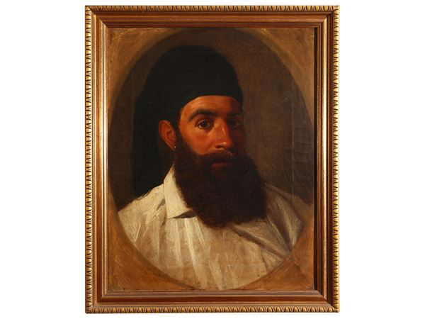 Scuola toscana - Portrait of man with beard and hat