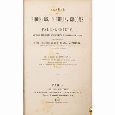 Manuel Des Piqueurs, Cochers, Grooms Et Palefreniers...