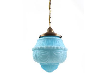 Piccolo Lampadario in Vetro Opaline Azzurro