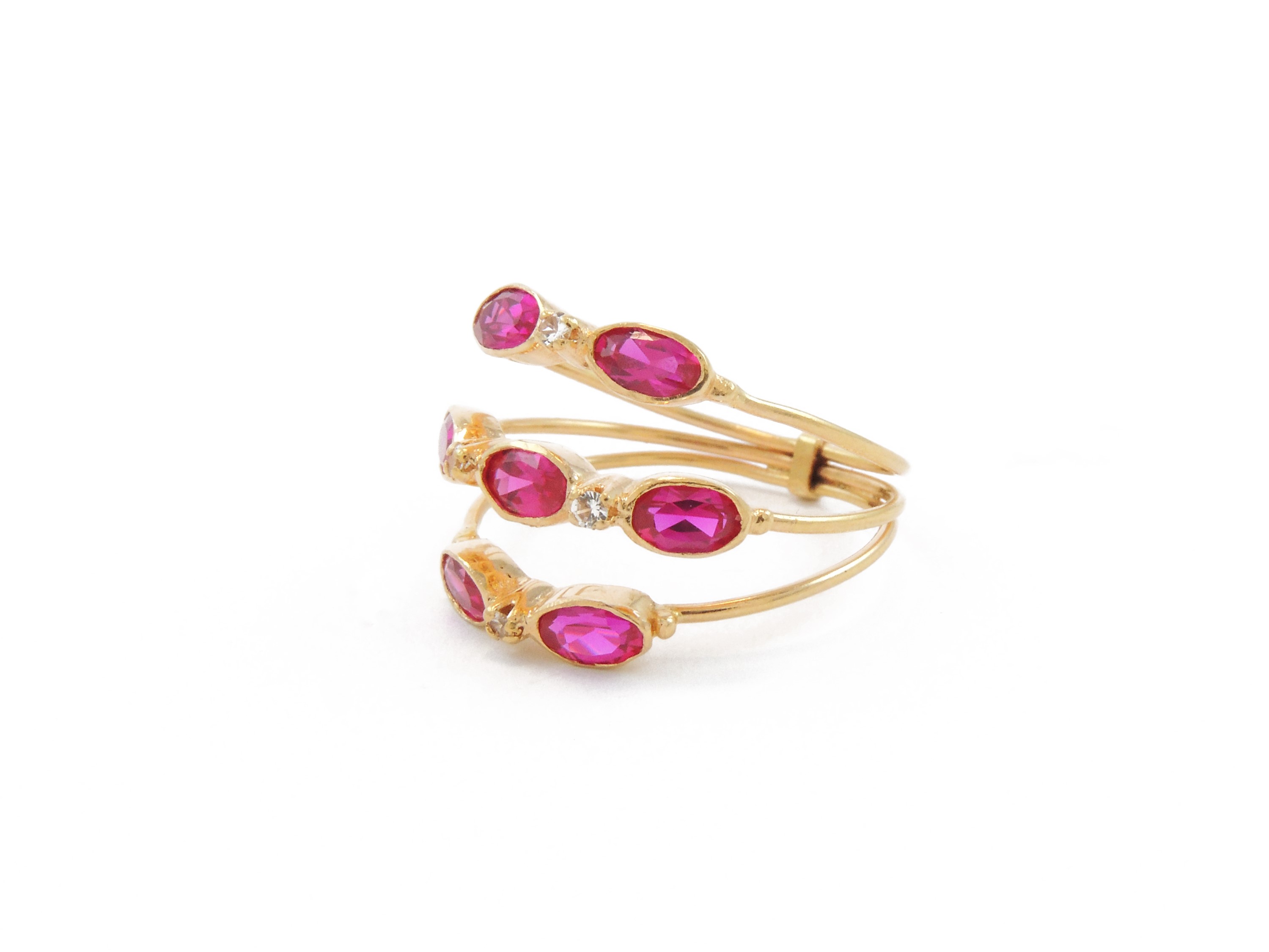 Anello in Oro Rosa 585/1000 con Rubini Sintetici e Zirconie Cubiche