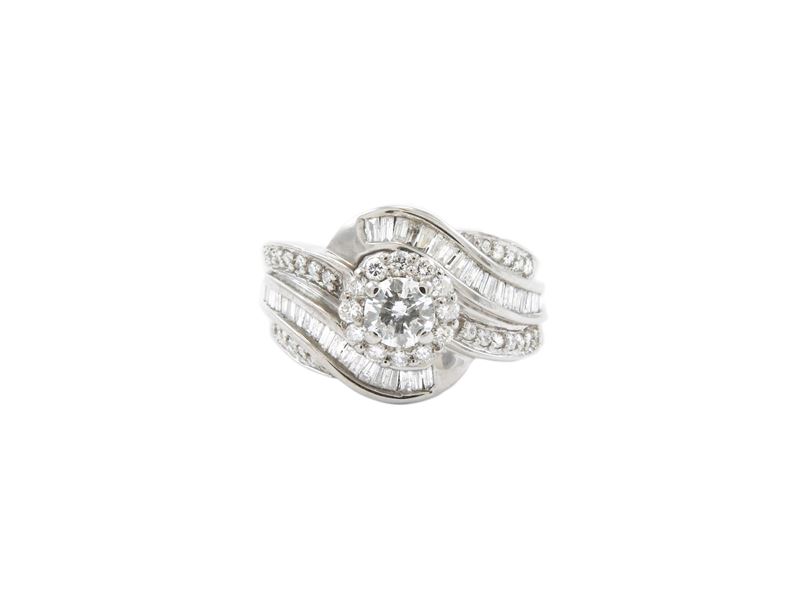 Anello a Fascia in Oro Bianco 585/1000 con Diamanti