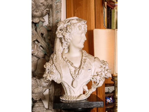 Scuola italiana del XIX secolo - Bust of a girl with lace