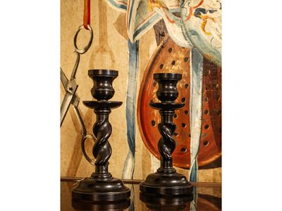 Coppia di Piccoli Candelieri in Ebano, Parenti Firenze