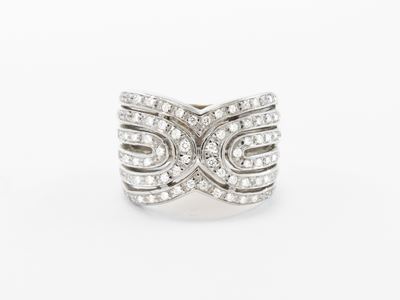 Anello a Fascia in Oro Bianco con Diamanti