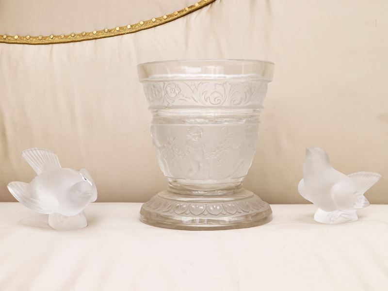 Coppia di Volatili in Cristallo Lalique