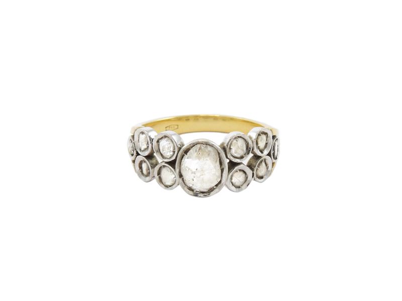 Anello in Oro Bianco e Giallo con Diamanti