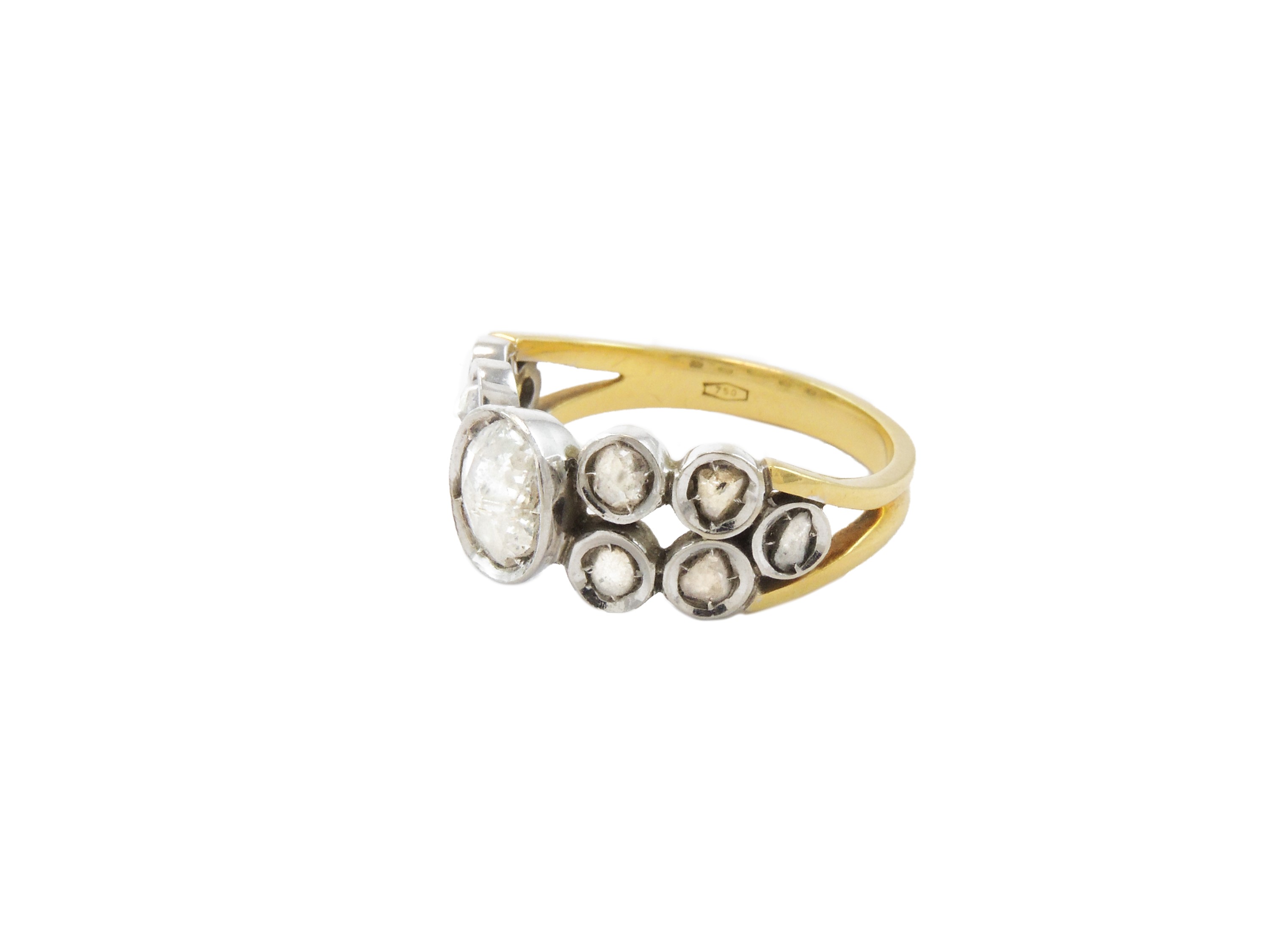 Anello in Oro Bianco e Giallo con Diamanti