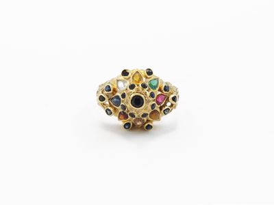 Anello in Oro Giallo 500/1000 con Gemme Multicolor