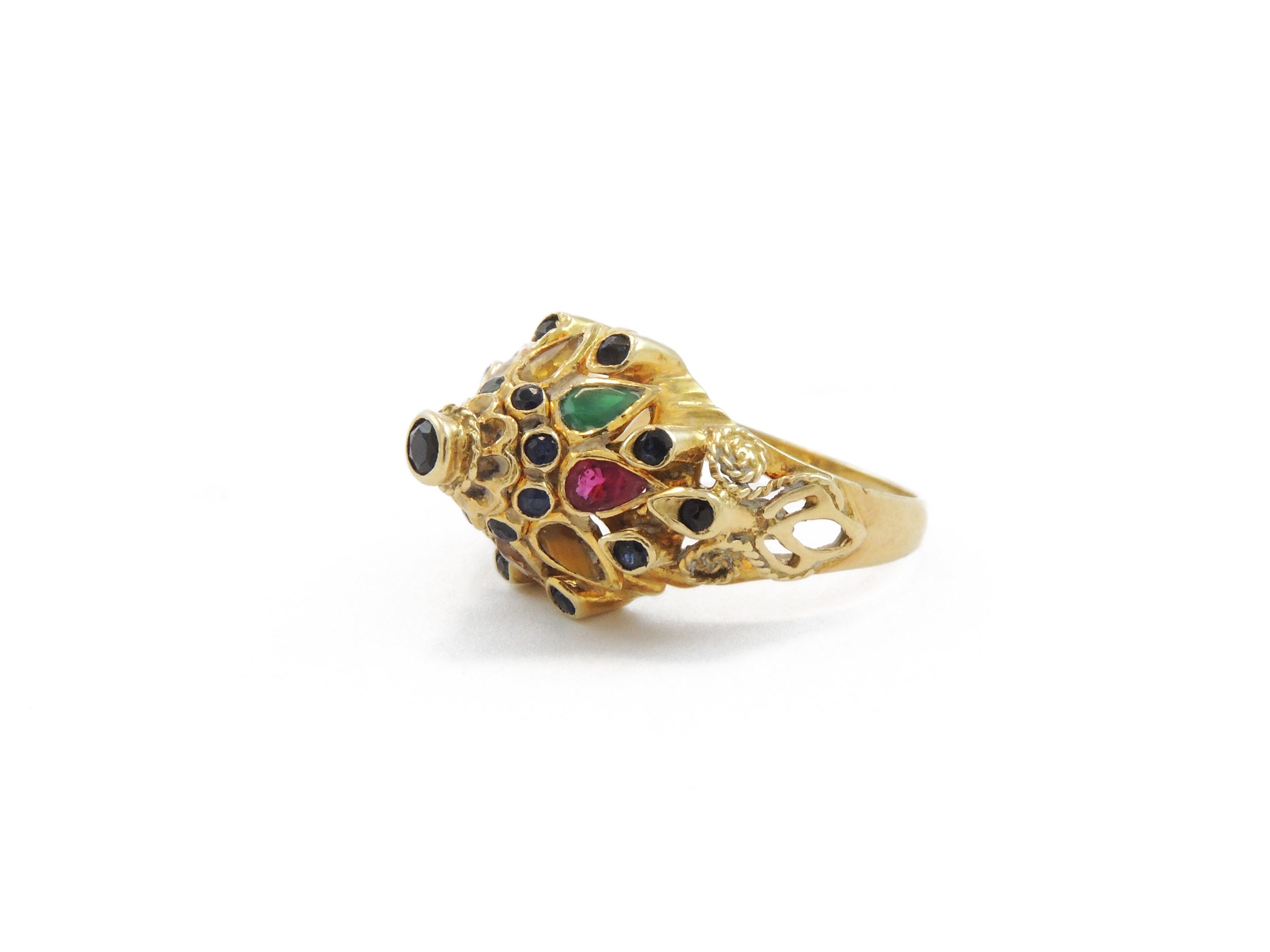 Anello in Oro Giallo 500/1000 con Gemme Multicolor