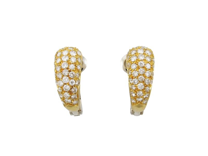 Orecchini in Oro Giallo e Bianco con Diamanti