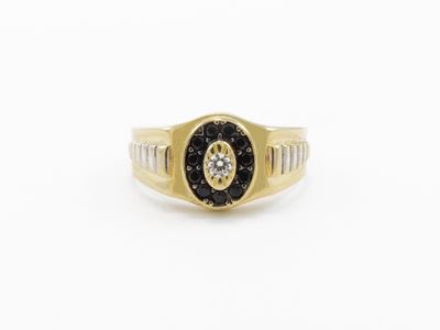 Anello per Uomo in Oro Giallo 585/1000 con Zirconie Cubiche