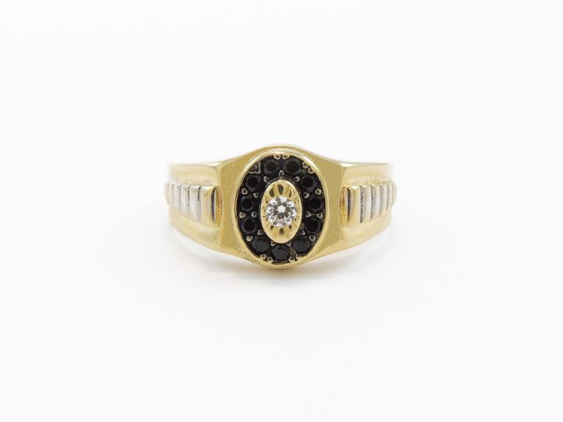Anello per Uomo in Oro Giallo 585/1000 con Zirconie Cubiche