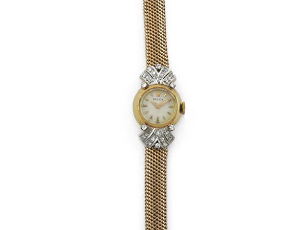 Orologio da polso per donna Rolex in oro rosa e platino con diamanti