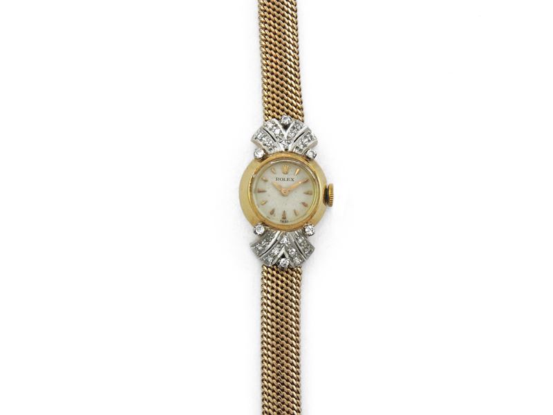 Orologio da Polso per Donna Rolex in Oro Rosa e Platino con Diamanti