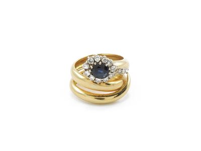 Anello Animalier in Oro Giallo con Diamanti e Zaffiro