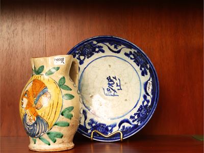 Brocca e Ciotola in Maiolica D'epoca
