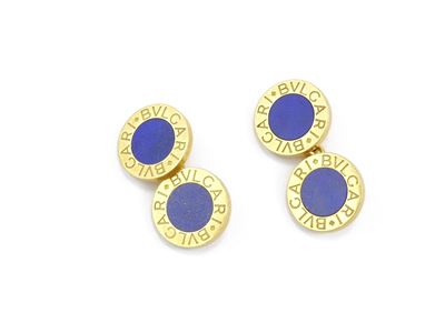Coppia di Gemelli Bulgari in Oro Giallo e Lapislazzuli