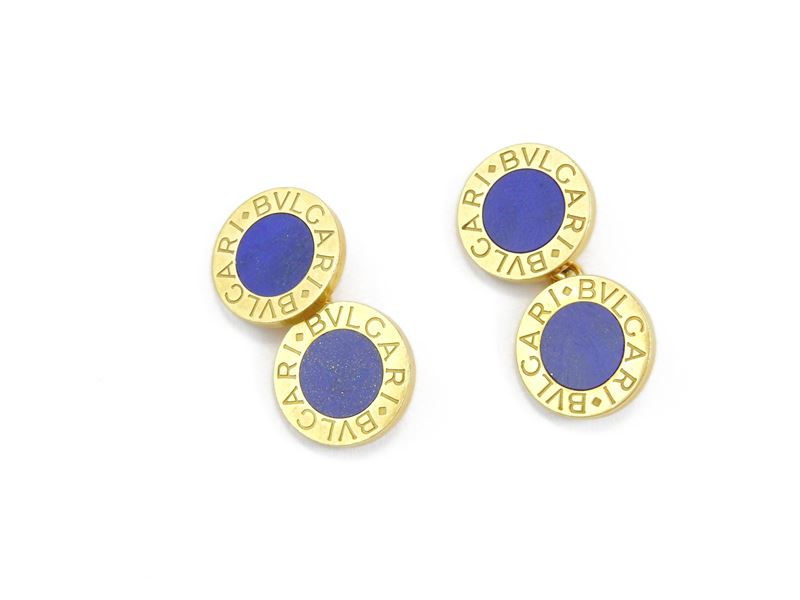 Coppia di Gemelli Bulgari in Oro Giallo e Lapislazzuli